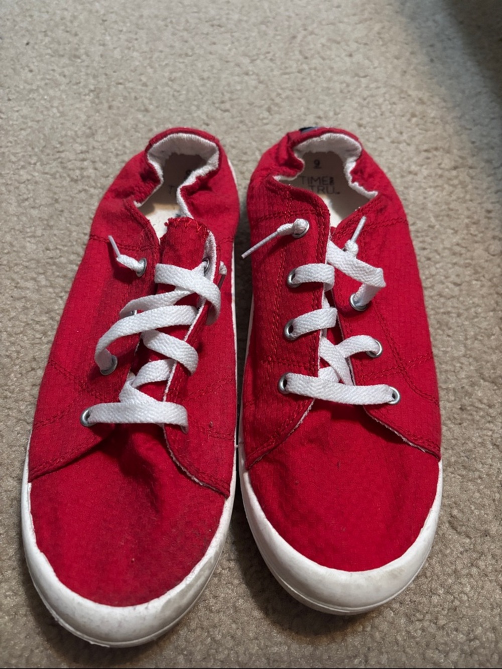 Red Canvas Sneakers with White Laces